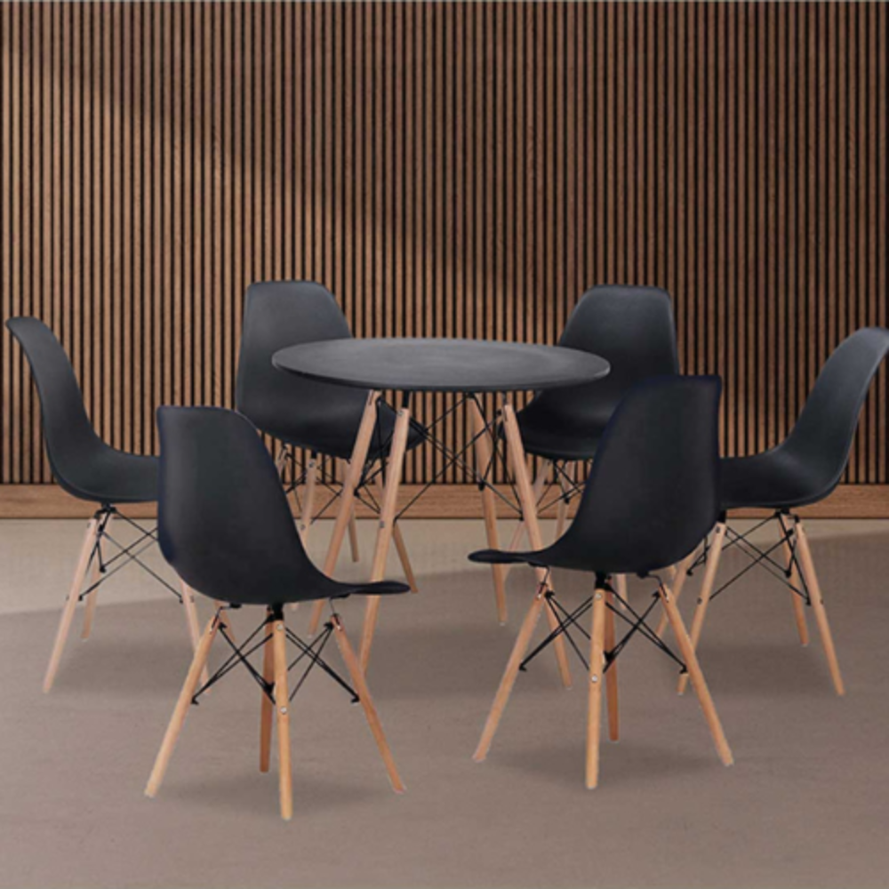 Mesa redonda Dinamarca negro (80x75 cm)