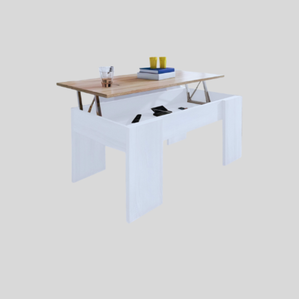 Mesa de centro Gala elevable cambria-blanco (45,5x90x50 cm)