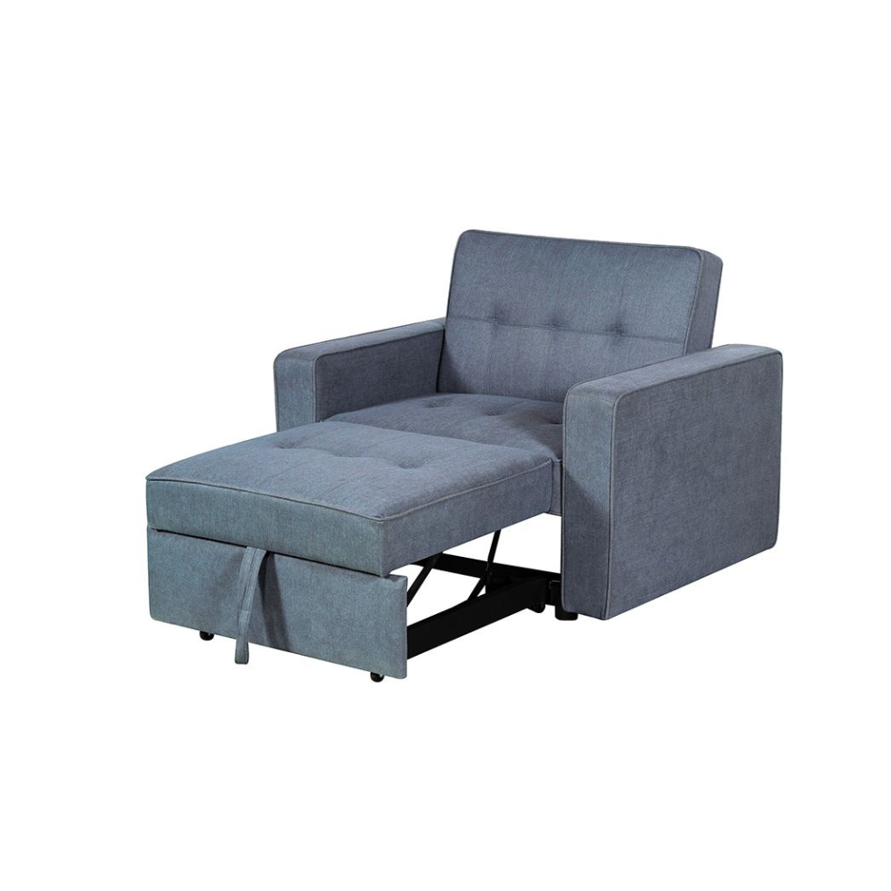 Sofá cama IZAN 1 plaza con brazos gris (110x88 cm - 80x180 cm)