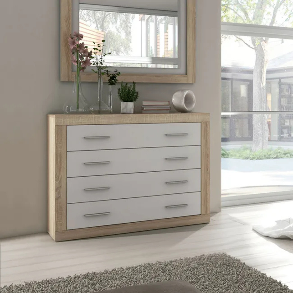 Cómoda Lara 4 Cajones Cambria-Blanco 09-A (81,5x98x39,6 cm)