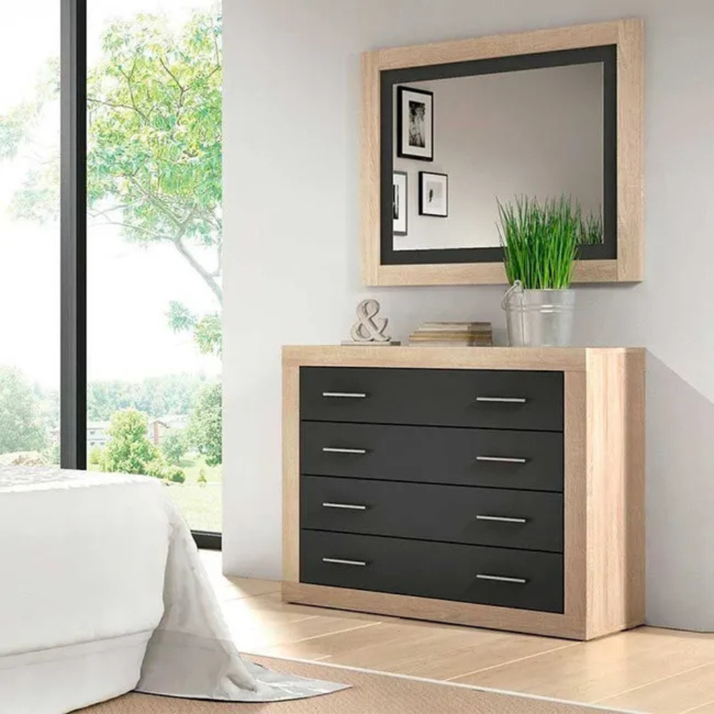 Cómoda Lara 4 Cajones Cambria-Grafito 01-B (81,5x98x39,6 cm)