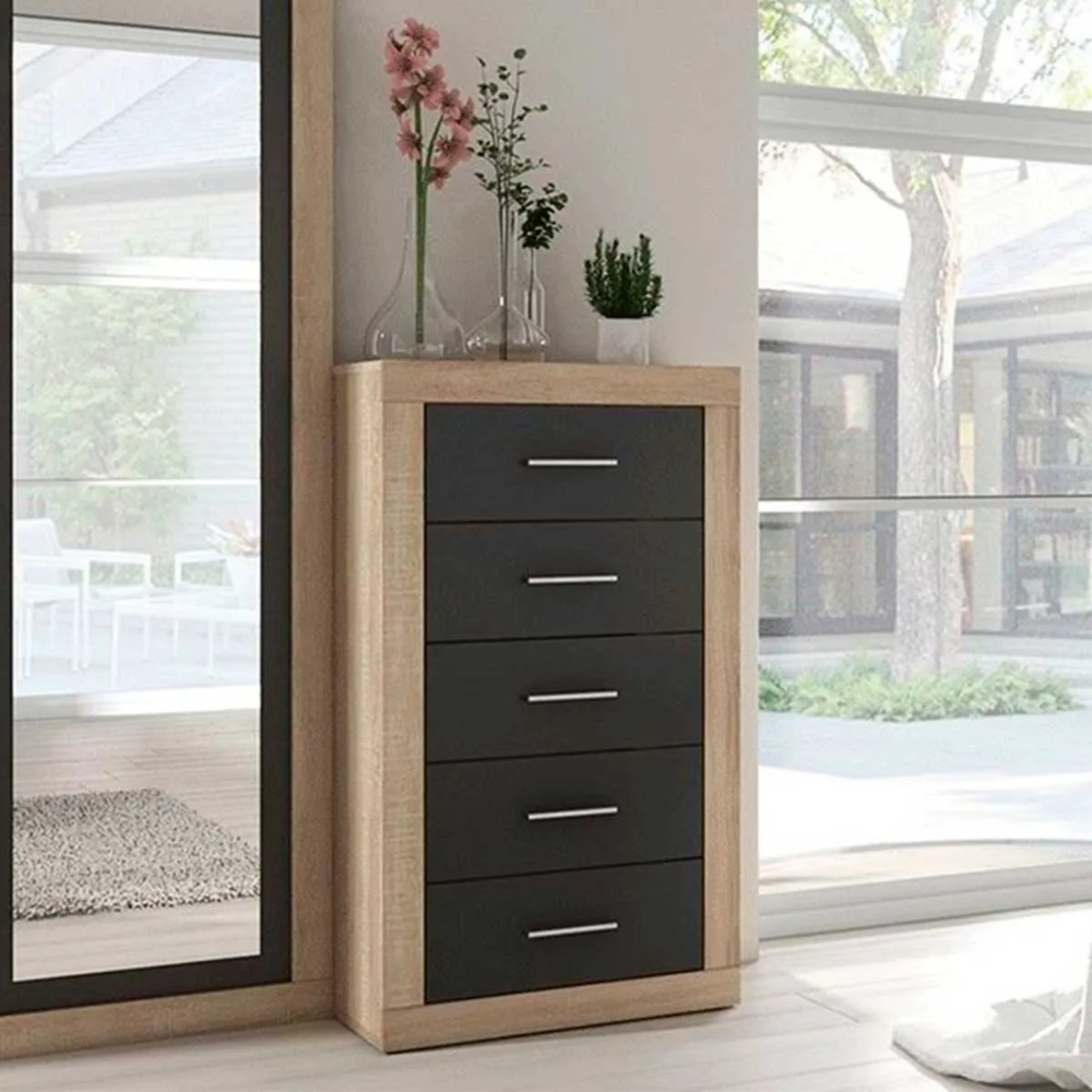 Sinfonier Lara 5 Cajones Cambria-Grafito 02-D (106,5x60x39,6 cm)