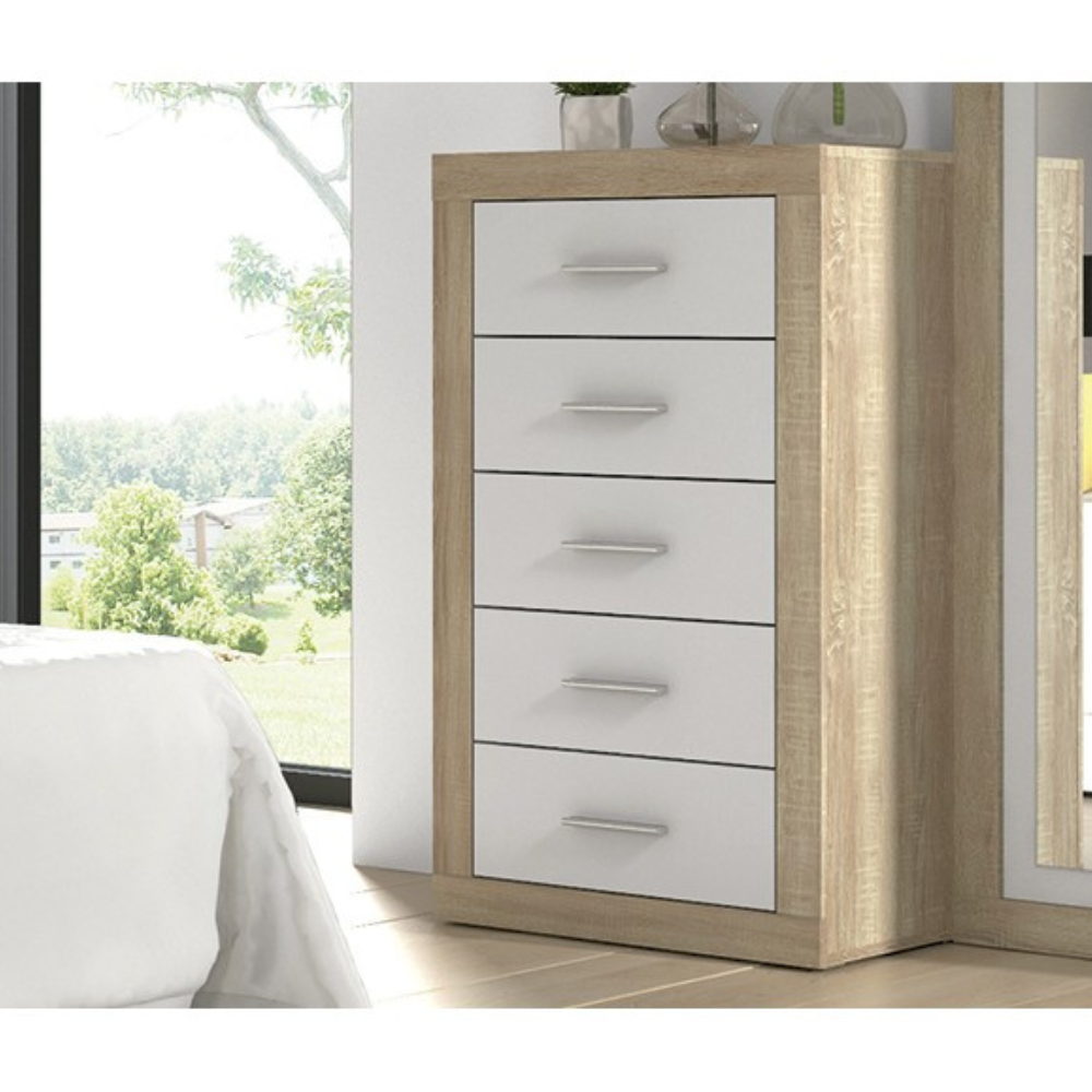 Sinfonier Lara 5 Cajones Cambria-Blanco 02-A (106,5x60x39,6 cm)