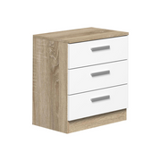 Mesita De Noche Monika 3 Cajones Cambria-Blanco 01-C (55x50x35 cm)
