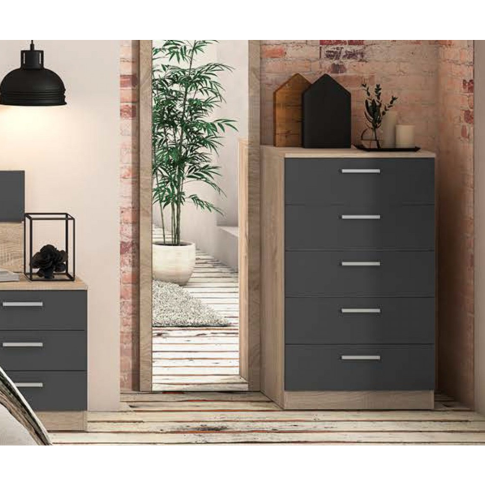 Sinfonier Monika 5 Cajones Cambria-Grafito 01-B (102,7x60x40 cm)