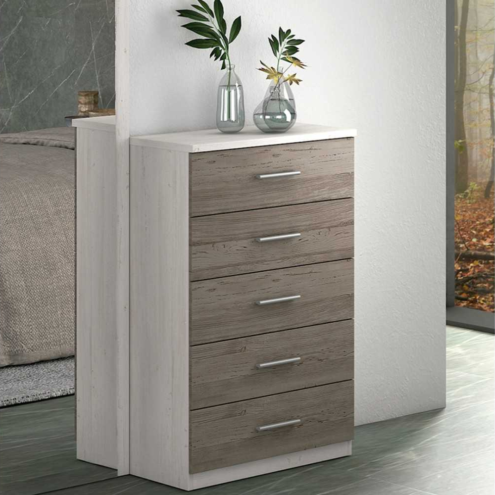 Sinfonier Monika 5 Cajones Andersen Pino-Gris 01-C (102,7x60x40 cm)