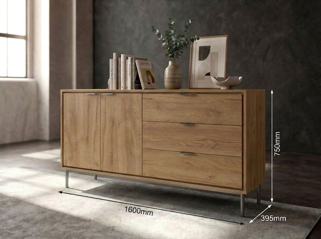 Aparador Sforza roble natural (160x39,5x75 cm)