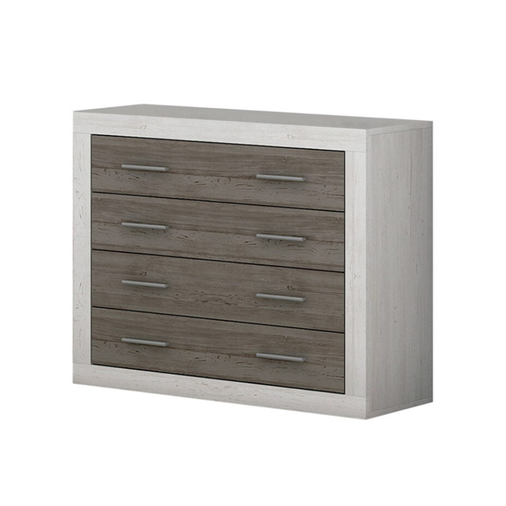 Cómoda Lara 4 Cajones Andersen Pino-Gris 01-C (81,5x98x39,6 cm)