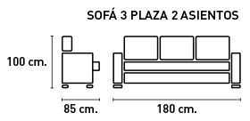 Sofa Ruben 3P2 fijo Cairo Antracita (100x180x85 cm)