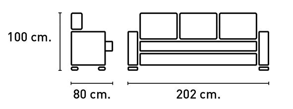 Sofa Ruben 3P fijo Cairo Grafito (100x202x85 cm)