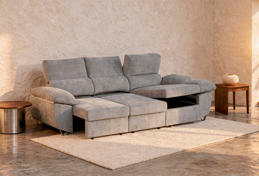 Sofá cama con chaise longue Abad(265x104x105 cm)