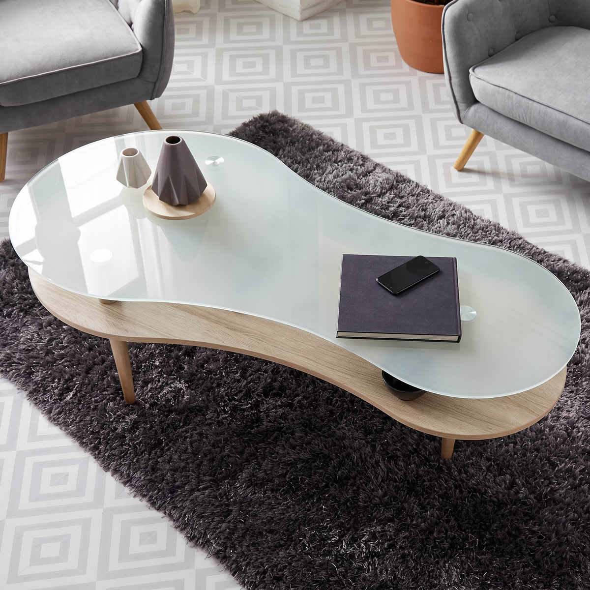Mesa de centro Peanut con tapa glaseada(100x60x40 cm)