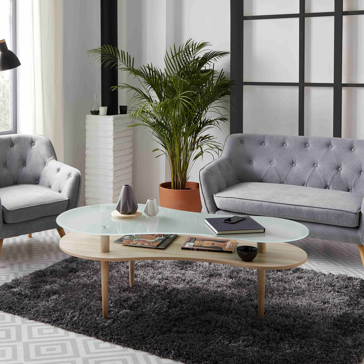Mesa de centro Peanut con tapa glaseada(100x60x40 cm)