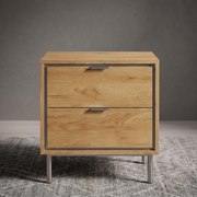 Mesita de noche Sforza roble natural 2 cajones(53x39,5x56 cm)