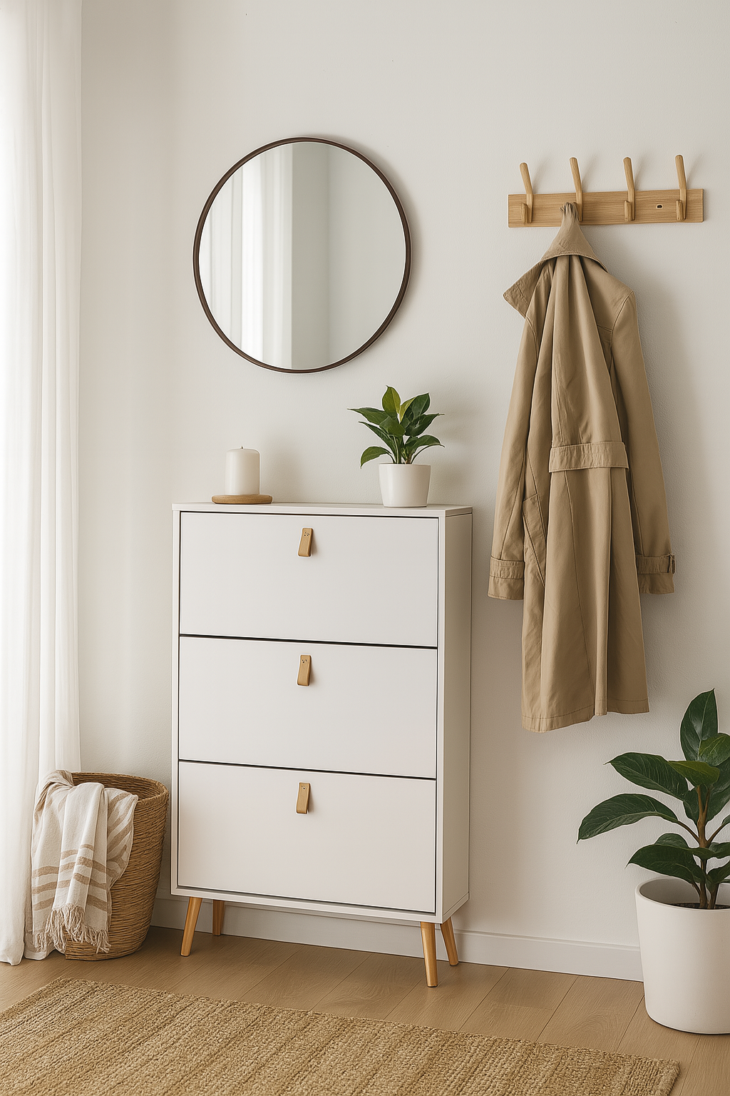 Zapatero Anzio blanco 3 puertas abatibles(80x23,5x128,5 cm)